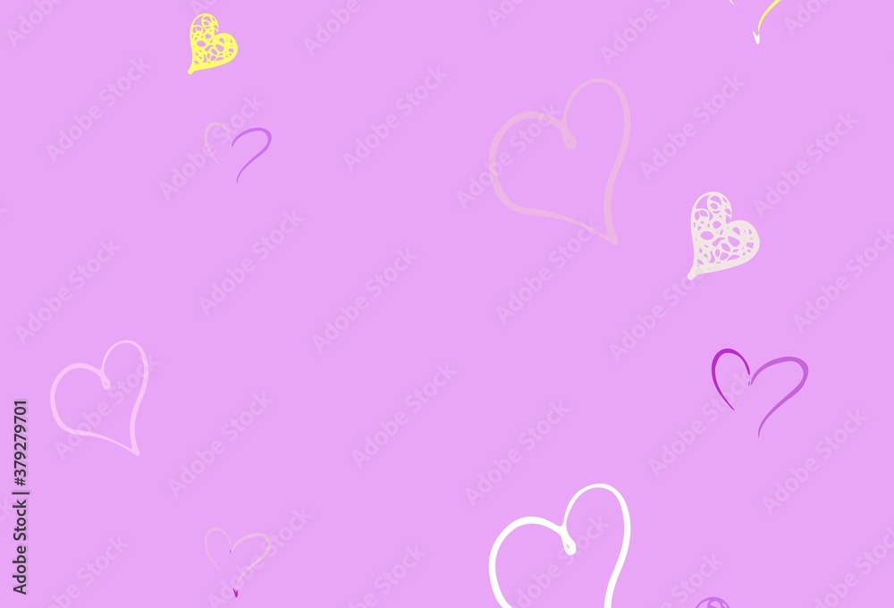 Light Pink, Yellow vector texture with lovely hearts.