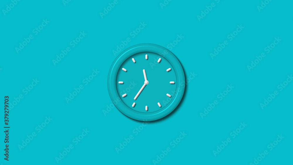 New cyan color 3d wall clock isolated on cyan background,3d wall clock New cyan color 3d wall clock isolated on cyan background,3d wall clock