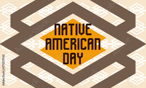 Native American Day is a holiday in the U.S. states of California and Nevada, South Dakota, Tennessee in September and October. Poster, card, banner, background design. 