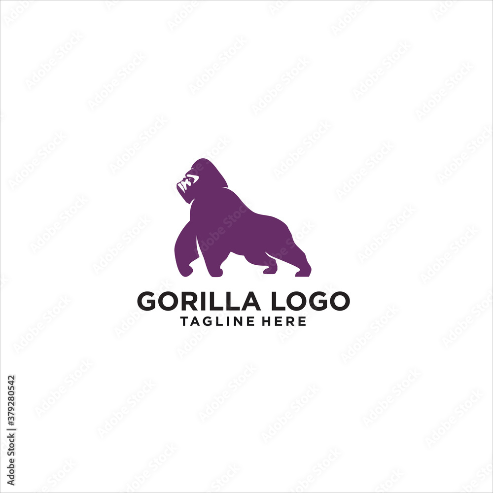 gorilla logo silhouette design icon vector	
