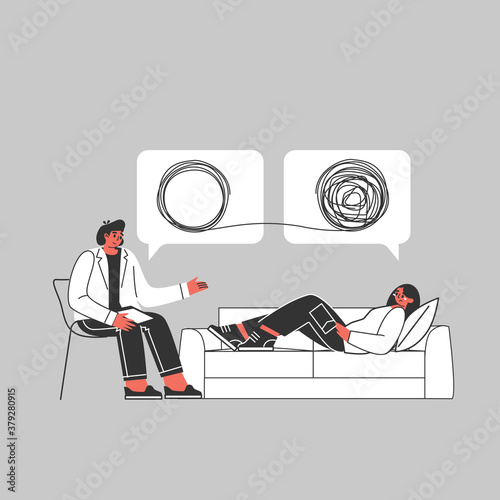 Psychotherapy. Woman at the reception of a psychotherapist. The solution of psychological problems. Patient at a doctor's appointment.