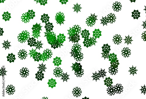 Light Green vector pattern with christmas snowflakes.