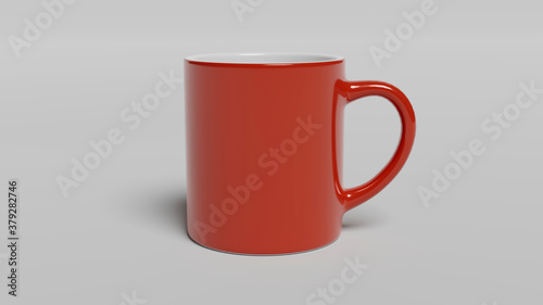 Cup of Coffee, Coffee Mug - Coffee Mug Printing Template. Red mug on white background