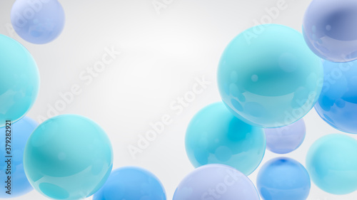 Abstract background with copy space made of blue balloons and spheres.