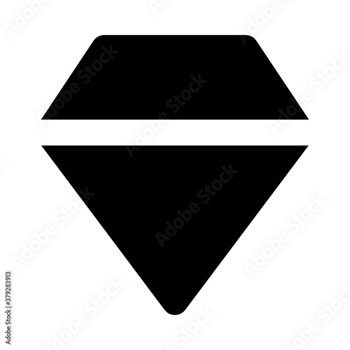 
A crystal structure of carbon, solid style of diamond icon
