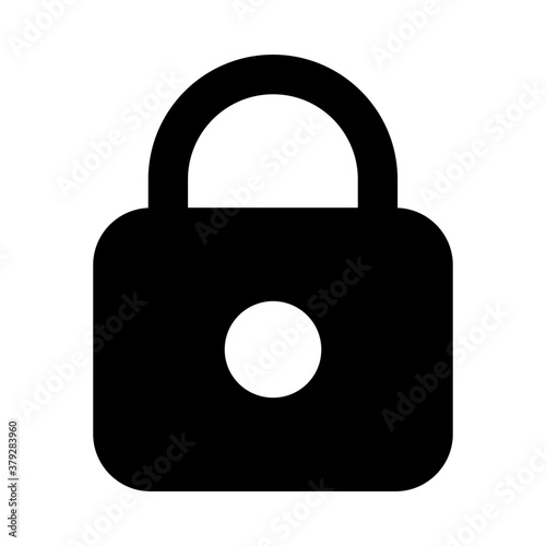 
Glyph icon of door lock, detachable lock with a hinged hoop fastened through a ring 
