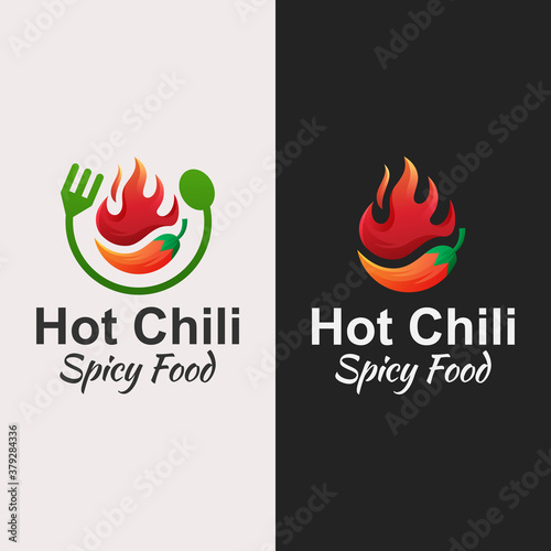 Hot chili, spicy food logo design with two version