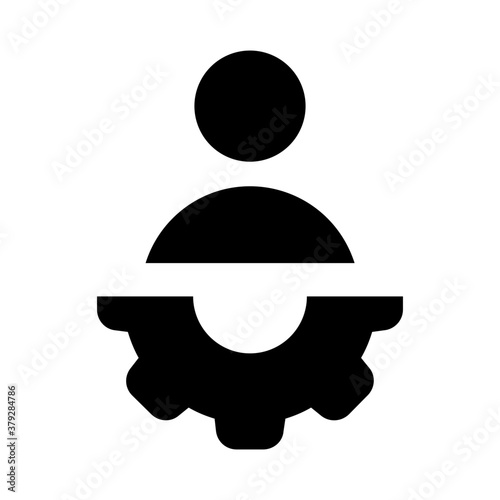 
Male person with cogwheel, administrator icon in solid vector 
