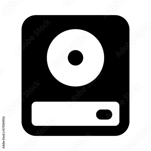 
Glyph style icon of hard dIsc, data temporary storage device 
