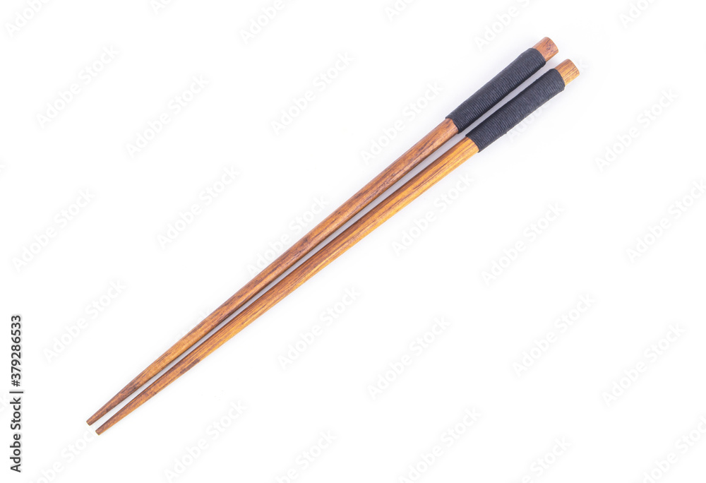Wooden chopsticks isolated on white background, Japanese style Wooden chopsticks isolated on white background, Japanese style