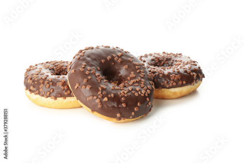 Tasty baked donuts isolated on white background