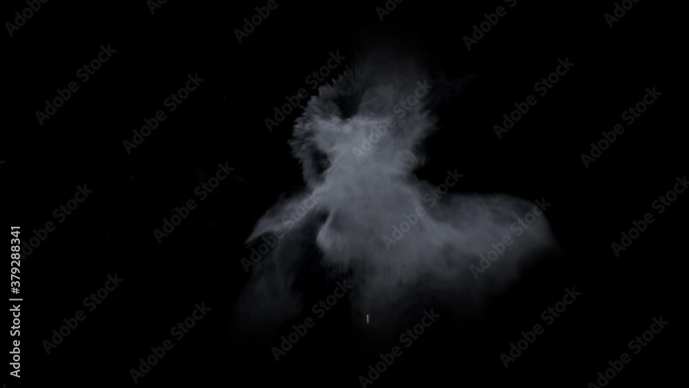 Dusty bullet hits on a wall with chunks of debris flying out . Powder ...