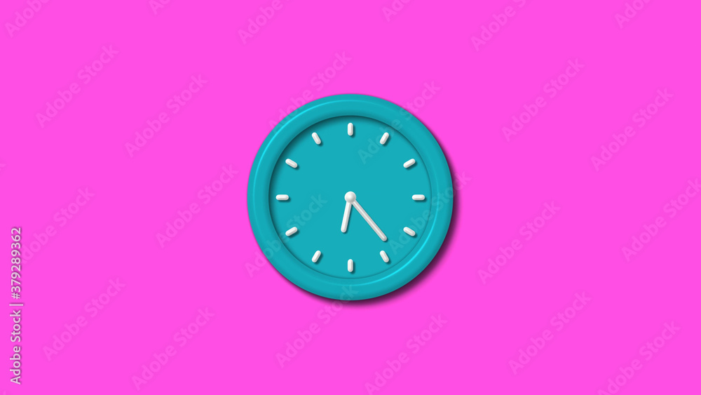 New cyan color 3d wall clock isolated on pink background,wall clock New cyan color 3d wall clock isolated on pink background,wall clock