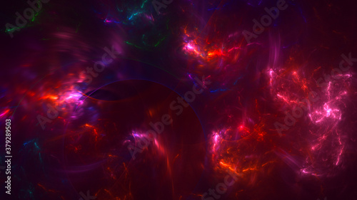 3D rendering abstract multicolor fractal light background