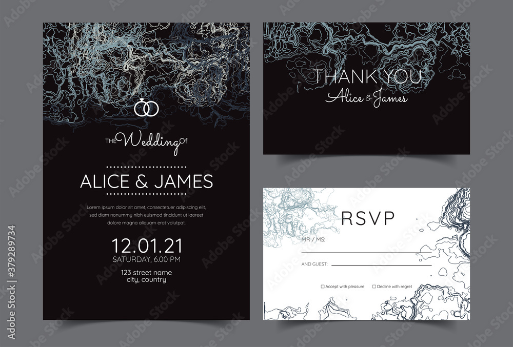 wedding invitation with Abstract line art background wedding invitation with Abstract line art background