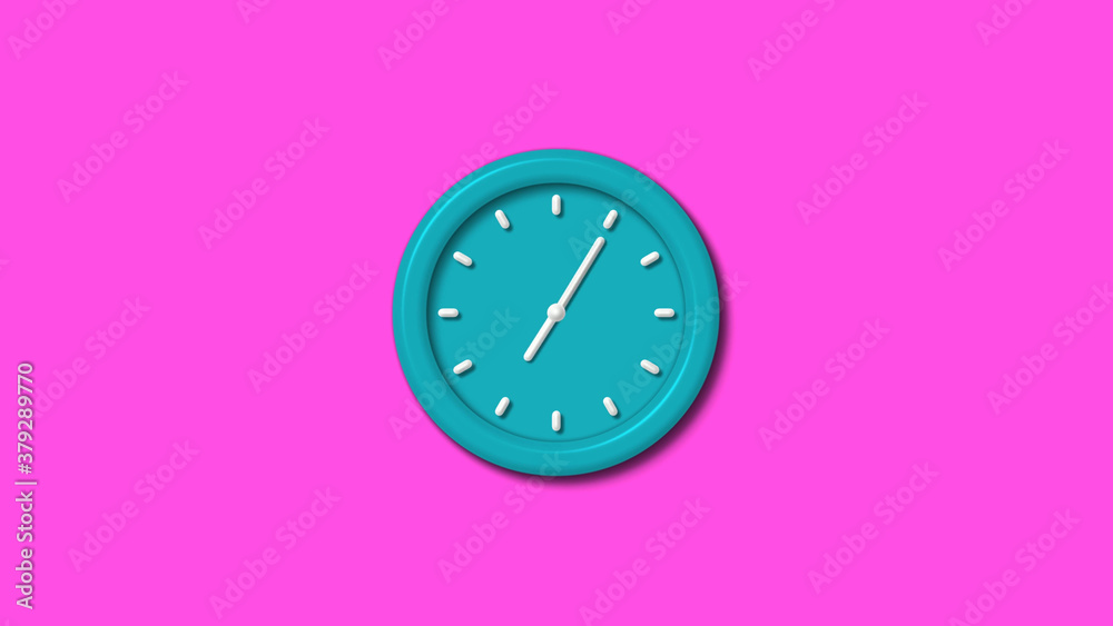 New cyan color 3d wall clock isolated on pink background,wall clock New cyan color 3d wall clock isolated on pink background,wall clock