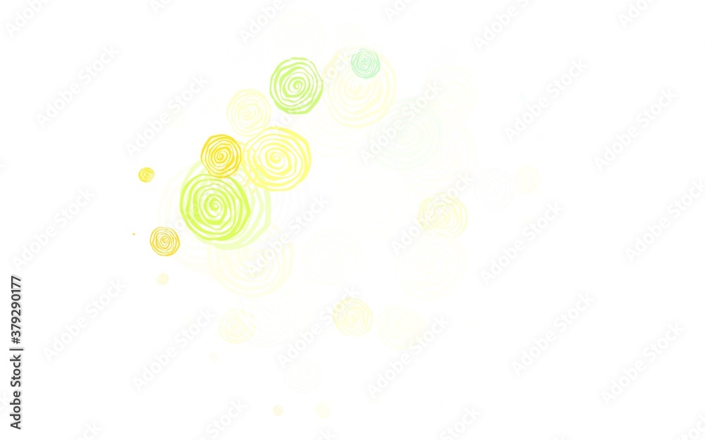 Light Green, Yellow vector doodle layout with roses.