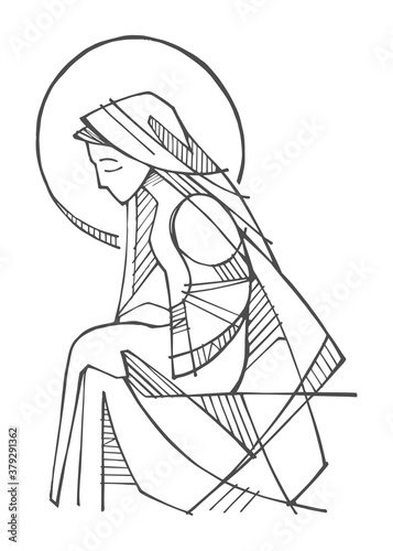 Virgin Mary hand drawn illustration photo
