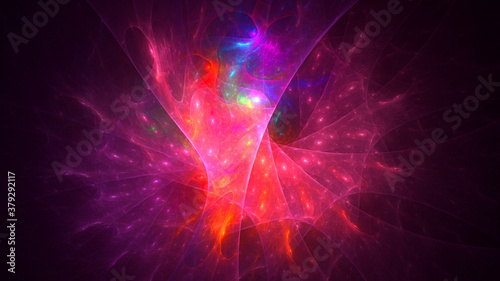 3D rendering abstract multicolor fractal light background