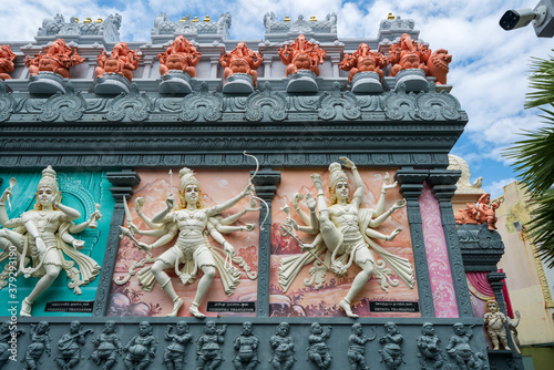 Reliefs of Hindu religious deities at Sri Senpaga Vinayagar Temple. photo
