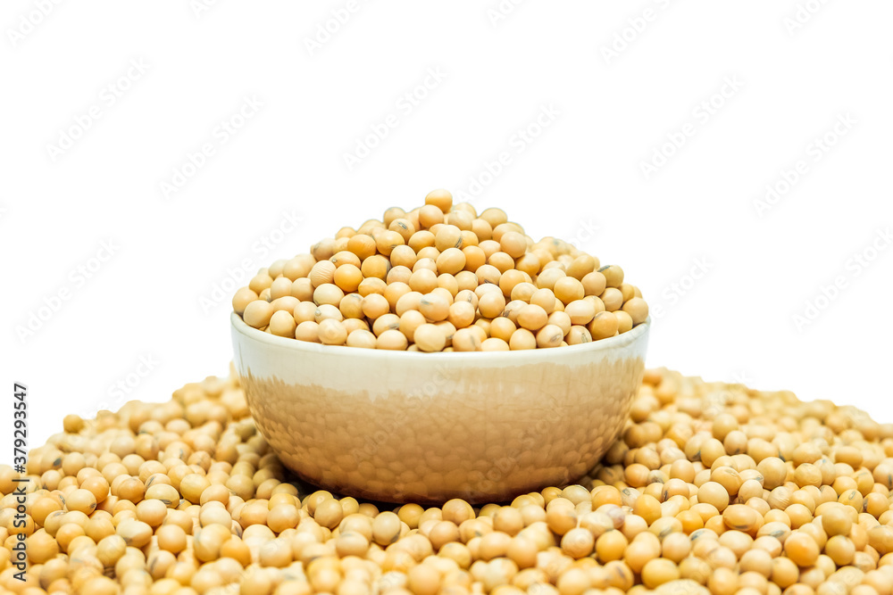 Soy bean in bowl isolated on white background. Soy bean in bowl isolated on white background.