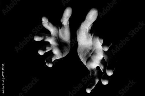 hands black and white background