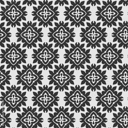 Tile background pattern. Black and white background image. Seamless wallpaper texture. Vector