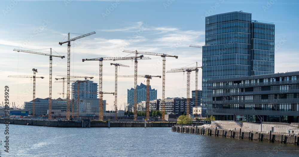 Construction site in the district Hafencity of Hamburg, Germany.