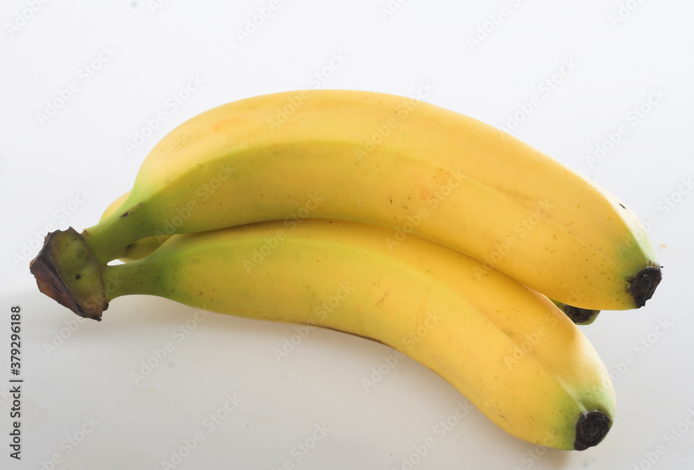 banana close up white background - obrazy, fototapety, plakaty 