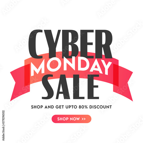 Cyber Monday Sale Poster Design with 80% Discount Offer on White Background.