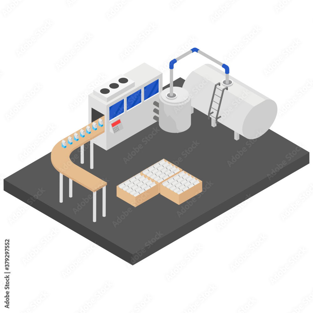
Dairy food processing isometric icon 
