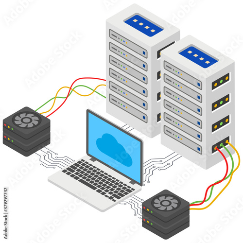 
Server room vector in isometric design 
