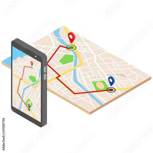 
Isometric vector of gps tracker design 
