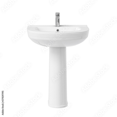 Water tap with basin on pedestal
