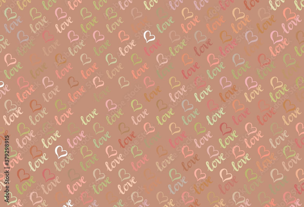 Light Pink, Yellow vector backdrop with sweet hearts. Light Pink, Yellow vector backdrop with sweet hearts.