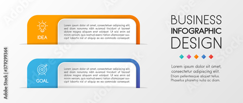 Colourful infographic template with 2 options. Vertical flowchart. Vector