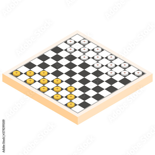 
A chess game board, isometric design of checkers icon
