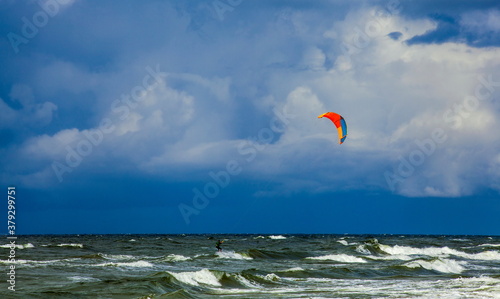 Kite surfing in the sea