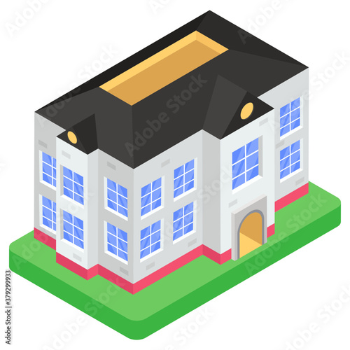 
A luxury house icon, isometric design of villa icon
