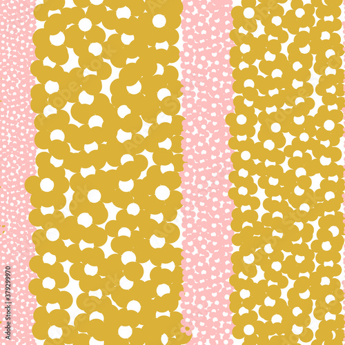 Flowers vector seamless pattern. Simple geometric repeat in pastel colors. Rows of elements on white background.