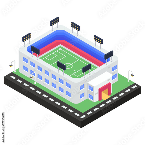 
A sport arena in isometric icon, stadium icon
