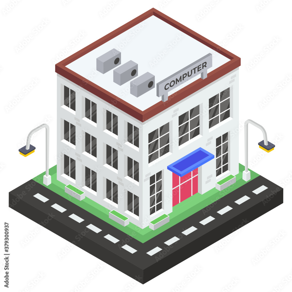 Obraz premium Trendy modern style icon of computer shop icon 