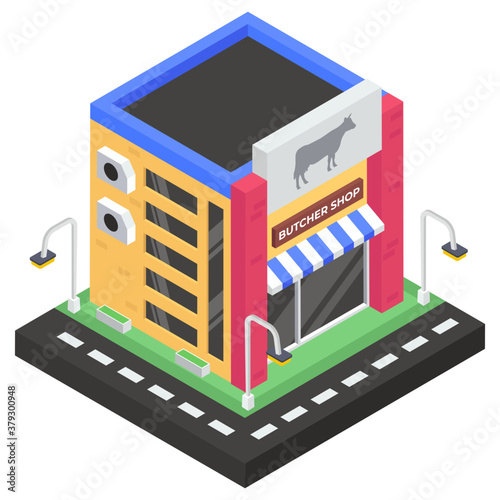 
Trendy modern style icon of butcher shop icon
