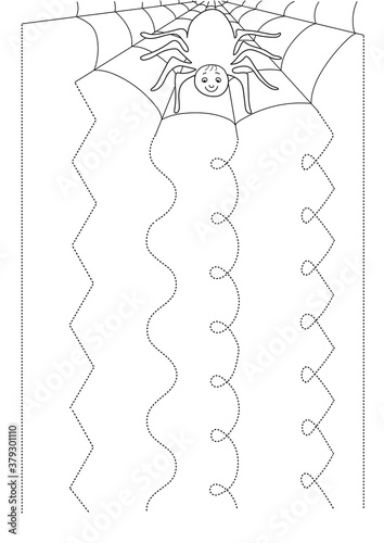 Preschool worksheet trace the shapes and color. Basic writing and coloring practice