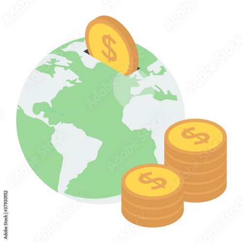 
Trendy editable vector design of global finance, earning concept 
