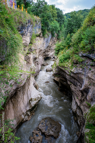 Rough river Belaya (White) in Khadzhokhsky gorge, summer. Russia , the Republic of Adygea . © Alexey Oblov