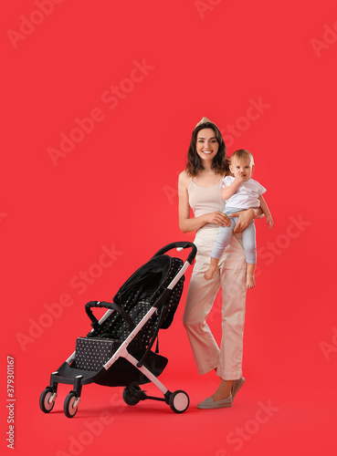 Woman and her cute baby in ...