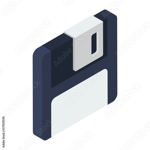 
Electronic floppy disc, trendy vector style of data storage 
