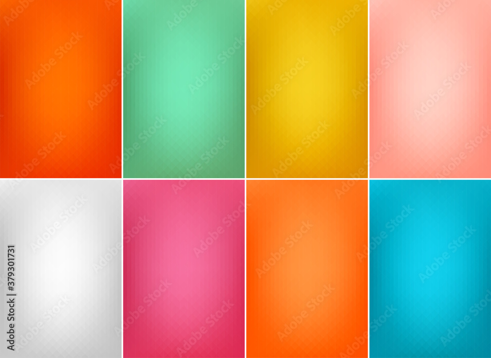 Set of gradient art and geometric style background with triangle shapes.