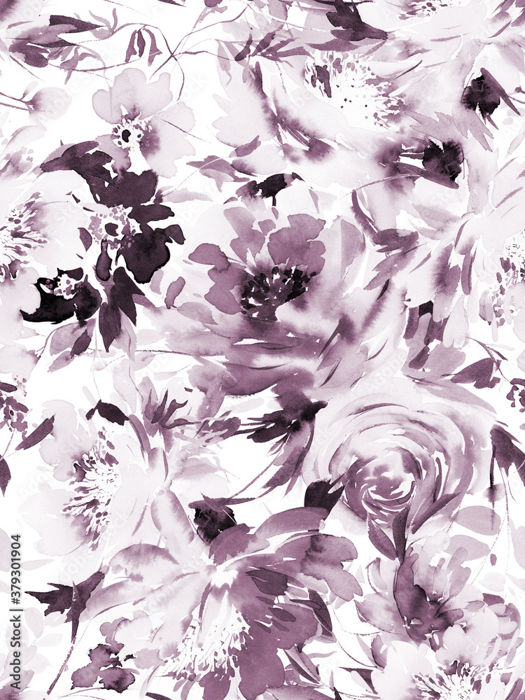 Seamless summer pattern with watercolor flowers handmade. Seamless summer pattern with watercolor flowers handmade.